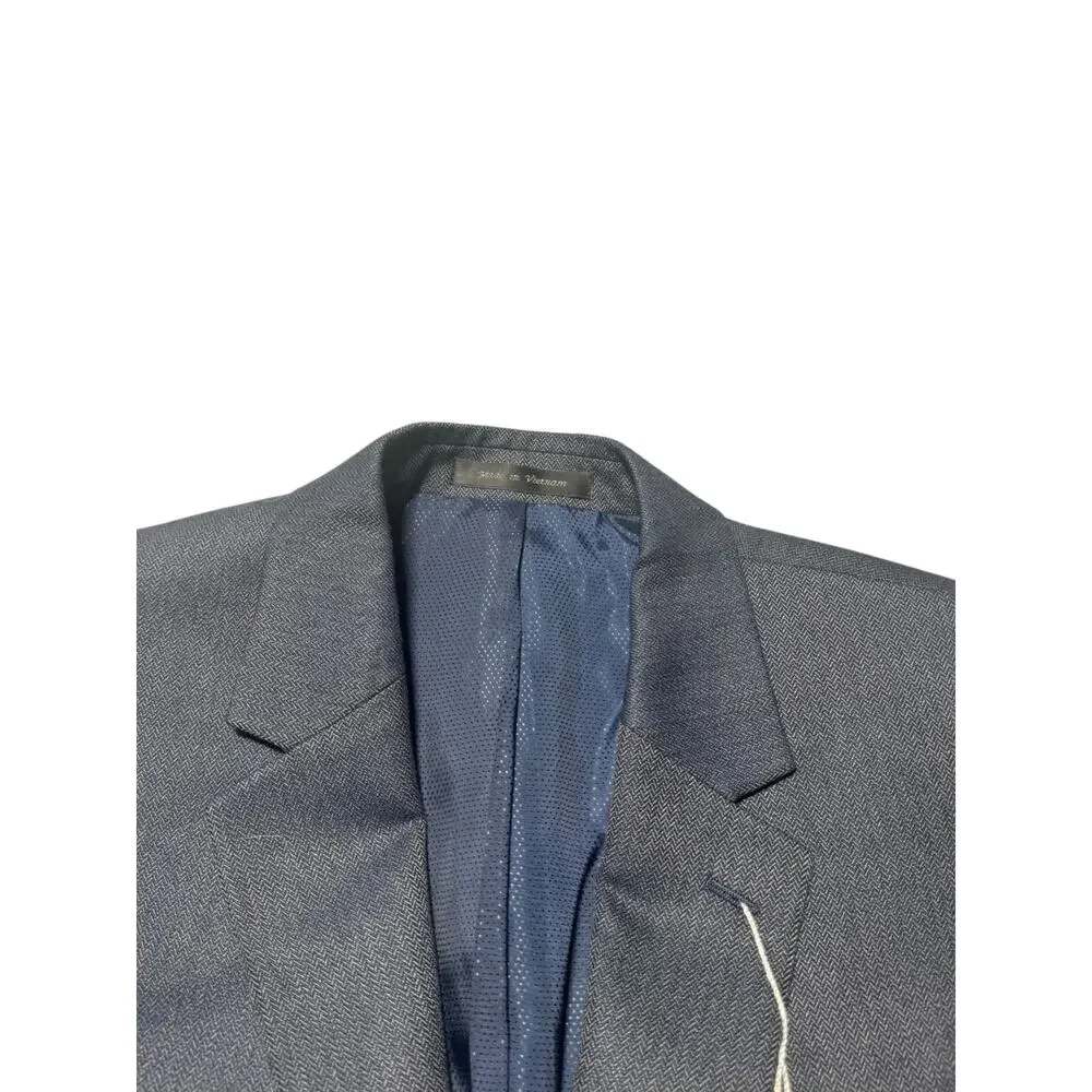 NWT Michael Kors Blazer Jacket Mens 42 Blue Houndstooth Two Button Notch Lapel